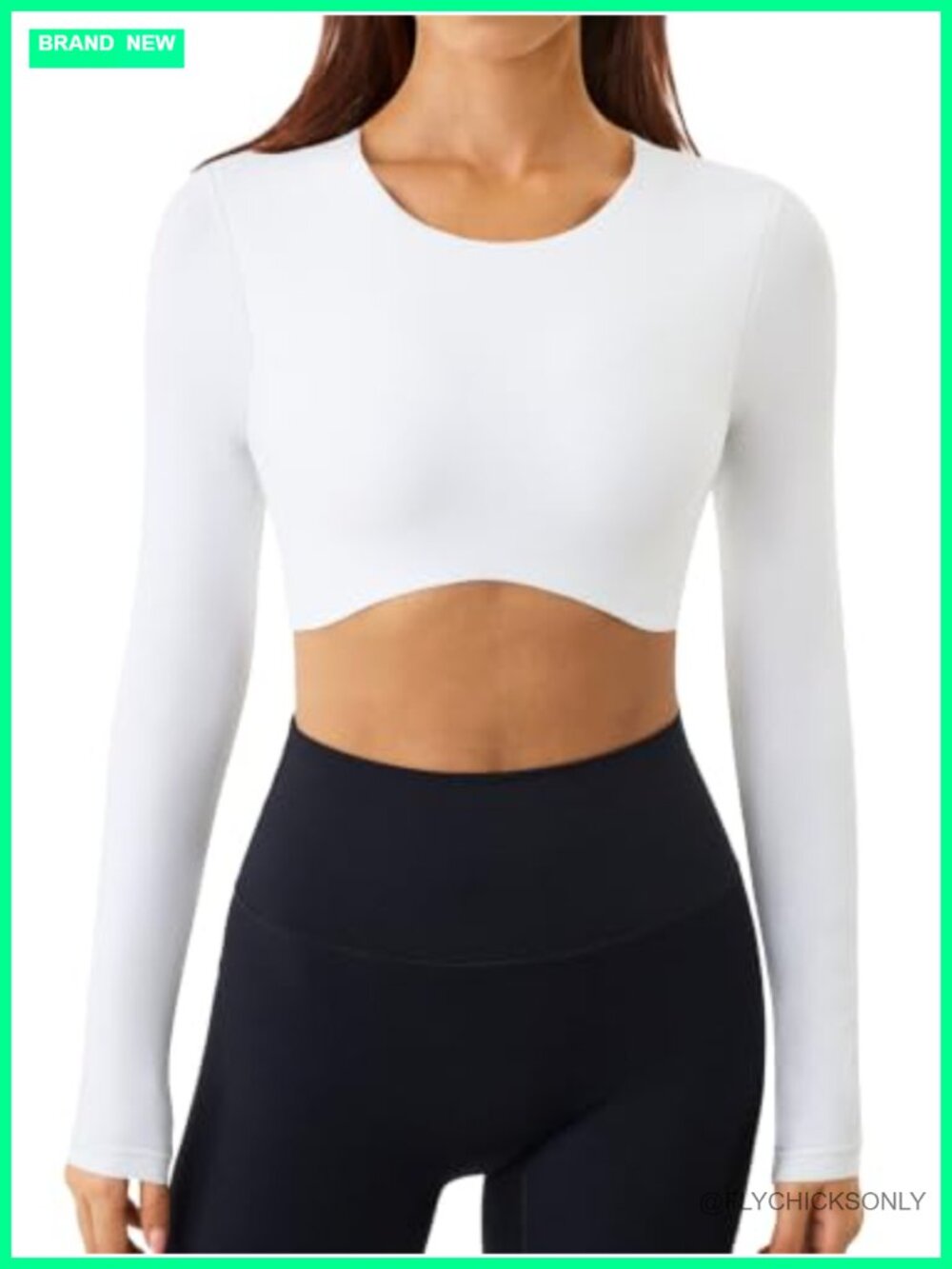 Women's Long Sleeve Crop Top Double Lined Crewneck Workout Yoga Gym Shirt